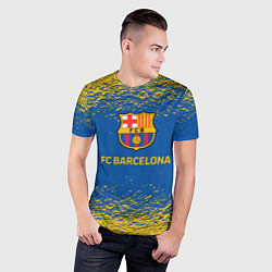 Футболка спортивная мужская Barcelona желтые брызги, цвет: 3D-принт — фото 2