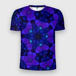 Футболка спортивная мужская Калейдоскоп -геометрический сине-фиолетовый узор, цвет: 3D-принт