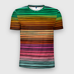 Футболка спортивная мужская Multicolored thin stripes Разноцветные полосы, цвет: 3D-принт