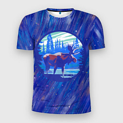 Мужская спорт-футболка Лось в лесу Blue