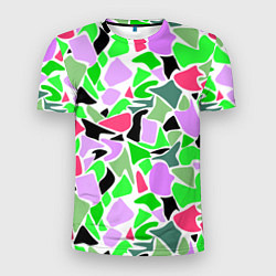 Мужская спорт-футболка Abstract pattern green pink spots