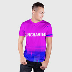 Футболка спортивная мужская Uncharted Glitch Text Effect, цвет: 3D-принт — фото 2