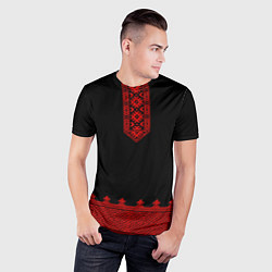 Футболка спортивная мужская Черная славянская рубаха, цвет: 3D-принт — фото 2