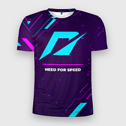 Футболка спортивная мужская Символ Need for Speed в неоновых цветах на темном, цвет: 3D-принт