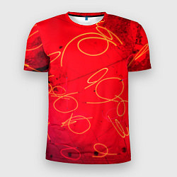 Футболка спортивная мужская Неоновые фонарики на поверхности - Красный, цвет: 3D-принт