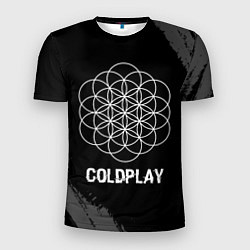 Футболка спортивная мужская Coldplay Glitch на темном фоне, цвет: 3D-принт