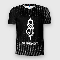 Футболка спортивная мужская Slipknot с потертостями на темном фоне, цвет: 3D-принт