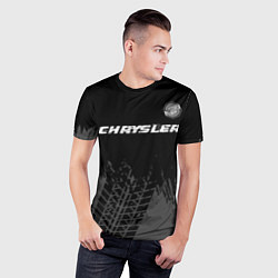 Футболка спортивная мужская Chrysler Speed на темном фоне со следами шин, цвет: 3D-принт — фото 2
