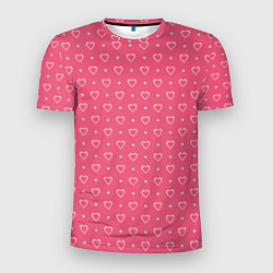 Футболка спортивная мужская Розовые сердечки паттерн, цвет: 3D-принт