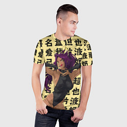 Футболка спортивная мужская Йоруичи Шихоин - БЛИЧ иероглифы, цвет: 3D-принт — фото 2