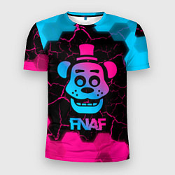 Футболка спортивная мужская FNAF мишка - neon gradient, цвет: 3D-принт