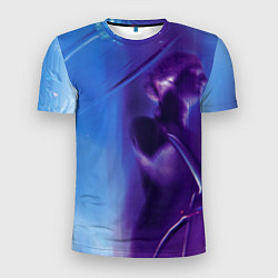 Футболка спортивная мужская Абстрактные краски и тень - Синий, цвет: 3D-принт