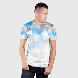 Футболка спортивная мужская Исчезающие серо-голубые полигоны, цвет: 3D-принт — фото 2