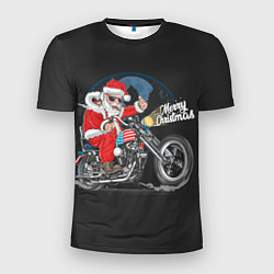 Футболка спортивная мужская Santa on a bike, цвет: 3D-принт