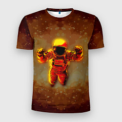 Футболка спортивная мужская Космонавт в пылающем космосе, цвет: 3D-принт