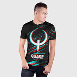 Футболка спортивная мужская Quake в стиле glitch и баги графики на темном фоне, цвет: 3D-принт — фото 2
