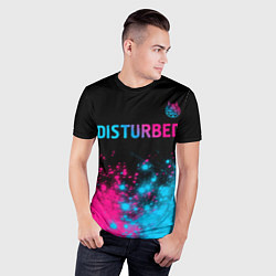 Футболка спортивная мужская Disturbed - neon gradient: символ сверху, цвет: 3D-принт — фото 2