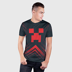 Футболка спортивная мужская Красный символ Minecraft на темном фоне со стрелка, цвет: 3D-принт — фото 2
