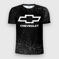 Футболка спортивная мужская Chevrolet с потертостями на темном фоне, цвет: 3D-принт