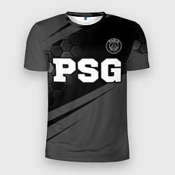 Футболка спортивная мужская PSG sport на темном фоне: символ сверху, цвет: 3D-принт