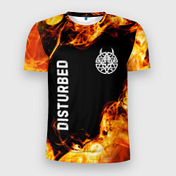Футболка спортивная мужская Disturbed и пылающий огонь, цвет: 3D-принт