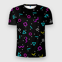Мужская спорт-футболка Colored neon geometric shapes
