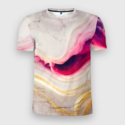Футболка спортивная мужская Золотые и розовые мраморные узоры, цвет: 3D-принт