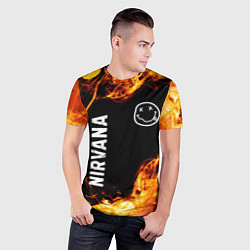 Футболка спортивная мужская Nirvana и пылающий огонь, цвет: 3D-принт — фото 2