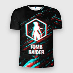 Футболка спортивная мужская Tomb Raider в стиле glitch и баги графики на темно, цвет: 3D-принт