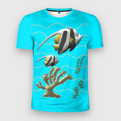 Футболка спортивная мужская Подводный мир рыбки кораллы, цвет: 3D-принт