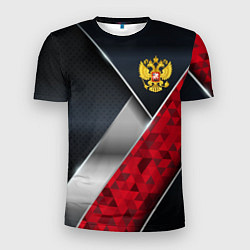 Футболка спортивная мужская Red & black Russia, цвет: 3D-принт