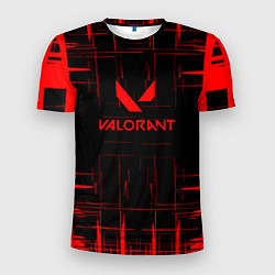 Футболка спортивная мужская Valorant красные полосы, цвет: 3D-принт