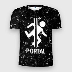 Футболка спортивная мужская Portal glitch на темном фоне, цвет: 3D-принт