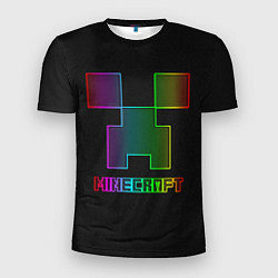 Мужская спорт-футболка Minecraft logo neon