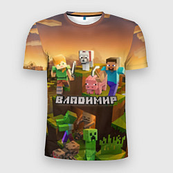 Мужская спорт-футболка Владимир Minecraft