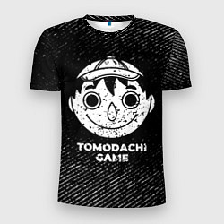 Мужская спорт-футболка Tomodachi Game с потертостями на темном фоне
