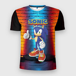Мужская спорт-футболка Sonic - Hedgehog - Video game - жест