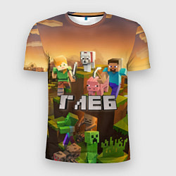 Мужская спорт-футболка Глеб Minecraft