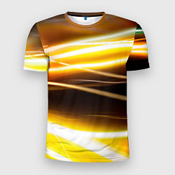 Футболка спортивная мужская Желтые неоновые полосы, цвет: 3D-принт
