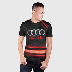 Футболка спортивная мужская Audi абстракция карбон, цвет: 3D-принт — фото 2