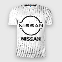 Мужская спорт-футболка Nissan с потертостями на светлом фоне