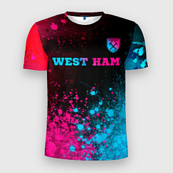 Мужская спорт-футболка West Ham - neon gradient: символ сверху