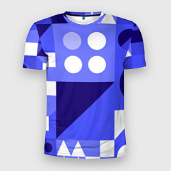 Футболка спортивная мужская Геометрические синие, фиолетовые и белые фигуры, цвет: 3D-принт