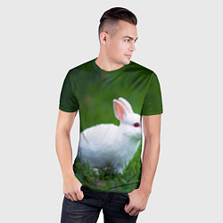 Футболка спортивная мужская Кролик на фоне травы, цвет: 3D-принт — фото 2