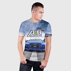 Футболка спортивная мужская Audi ABT - sportsline на трассе, цвет: 3D-принт — фото 2