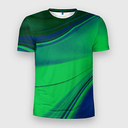 Мужская спорт-футболка Зелёно-синий песок и блёстки