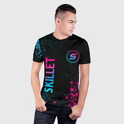 Футболка спортивная мужская Skillet - neon gradient: надпись, символ, цвет: 3D-принт — фото 2