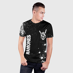 Футболка спортивная мужская Ramones и рок символ на темном фоне, цвет: 3D-принт — фото 2