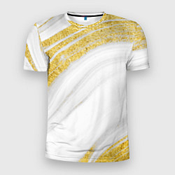 Футболка спортивная мужская Белый с золотом мрамор, цвет: 3D-принт