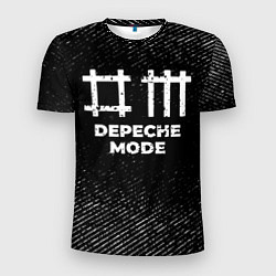 Футболка спортивная мужская Depeche Mode с потертостями на темном фоне, цвет: 3D-принт